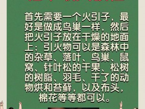 《探秘方舟生存：如何制作引火粉与引火粉的实际应用解析》