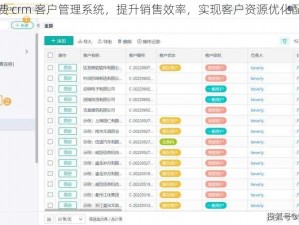 免费 crm 客户管理系统，提升销售效率，实现客户资源优化配置