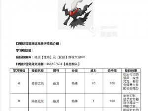 《口袋妖怪复刻：达克莱伊种族值深度解析与全面介绍》