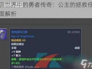 魔兽世界中的勇者传奇：公主的拯救任务全面解析