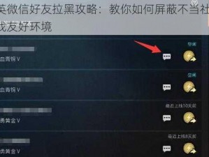 和平精英微信好友拉黑攻略：教你如何屏蔽不当社交行为，维护游戏友好环境
