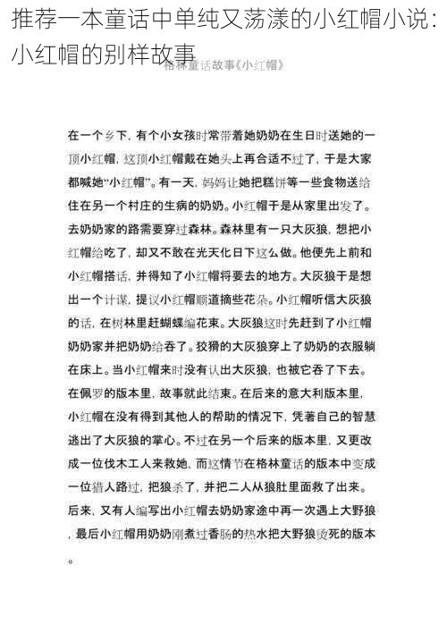 推荐一本童话中单纯又荡漾的小红帽小说：小红帽的别样故事