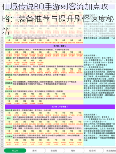 仙境传说RO手游刺客流加点攻略：装备推荐与提升刷怪速度秘籍