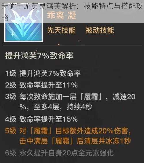 天谕手游英灵鸿芙解析：技能特点与搭配攻略