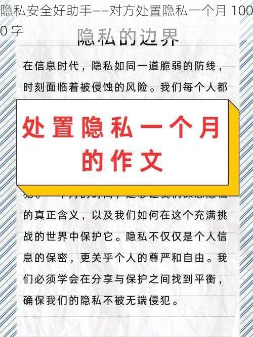 隐私安全好助手——对方处置隐私一个月 1000 字