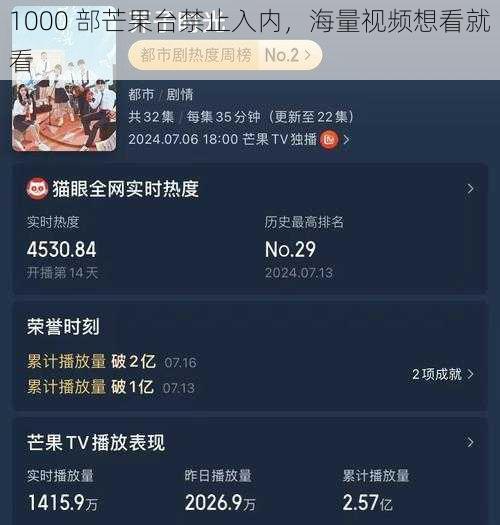 1000 部芒果台禁止入内，海量视频想看就看