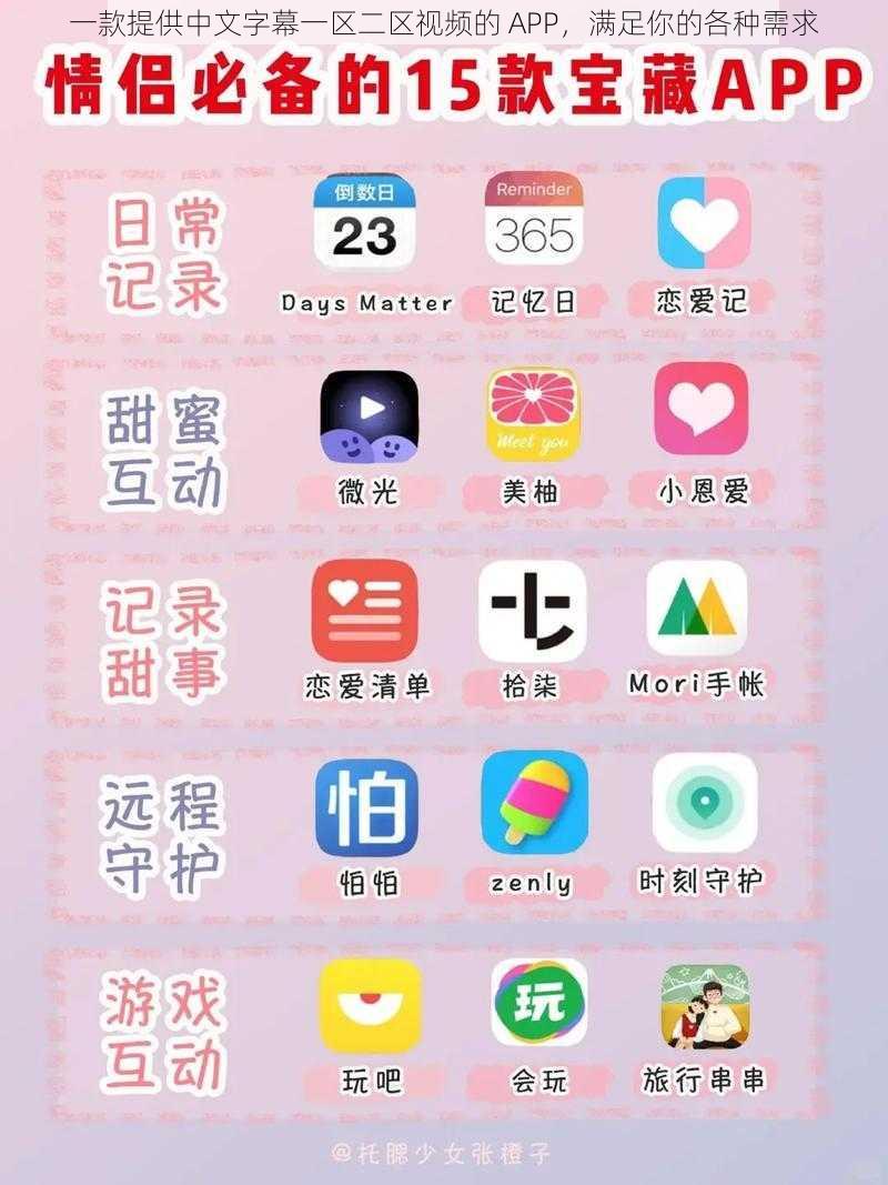 一款提供中文字幕一区二区视频的 APP，满足你的各种需求