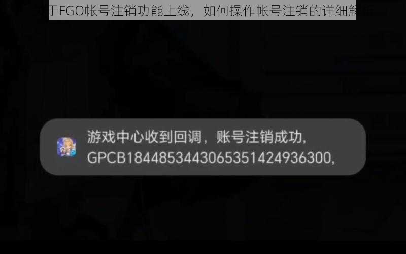 关于FGO帐号注销功能上线，如何操作帐号注销的详细解析