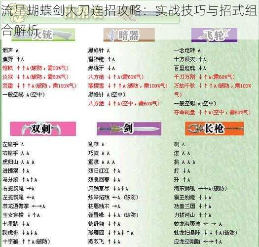 流星蝴蝶剑大刀连招攻略：实战技巧与招式组合解析