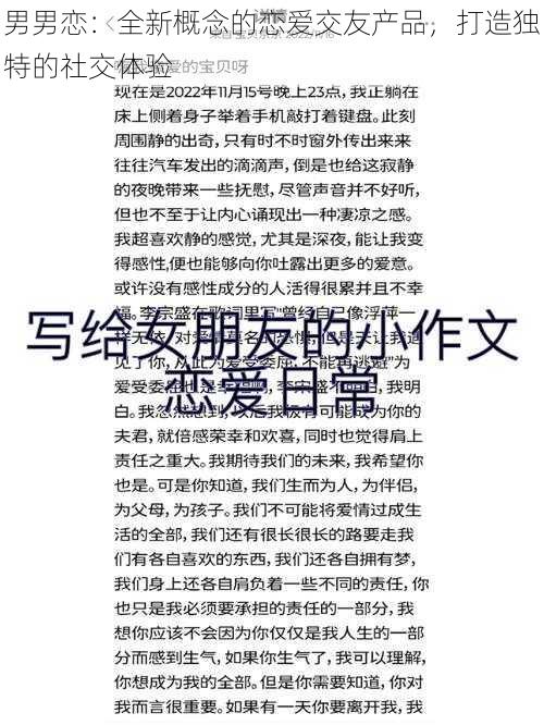 男男恋：全新概念的恋爱交友产品，打造独特的社交体验