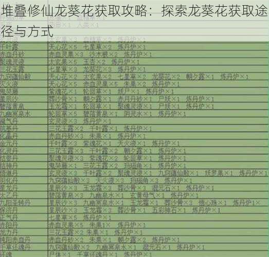 堆叠修仙龙葵花获取攻略：探索龙葵花获取途径与方式