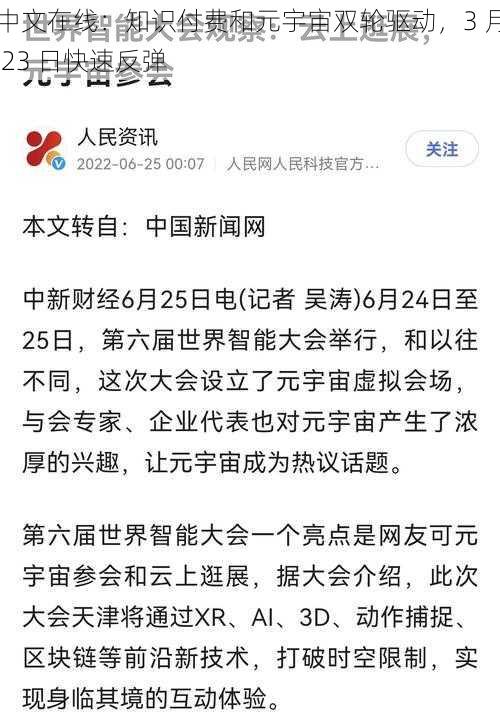 中文在线：知识付费和元宇宙双轮驱动，3 月 23 日快速反弹