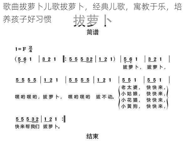 歌曲拔萝卜儿歌拔萝卜，经典儿歌，寓教于乐，培养孩子好习惯