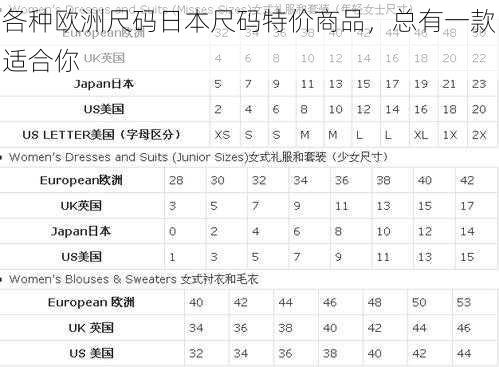 各种欧洲尺码日本尺码特价商品，总有一款适合你