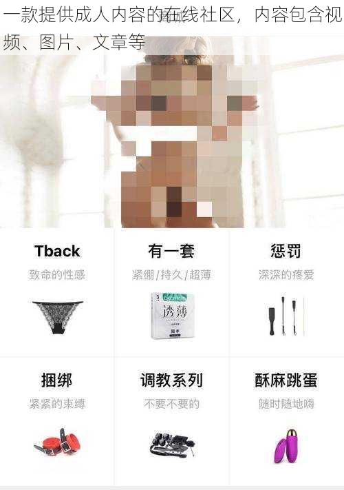 一款提供成人内容的在线社区，内容包含视频、图片、文章等