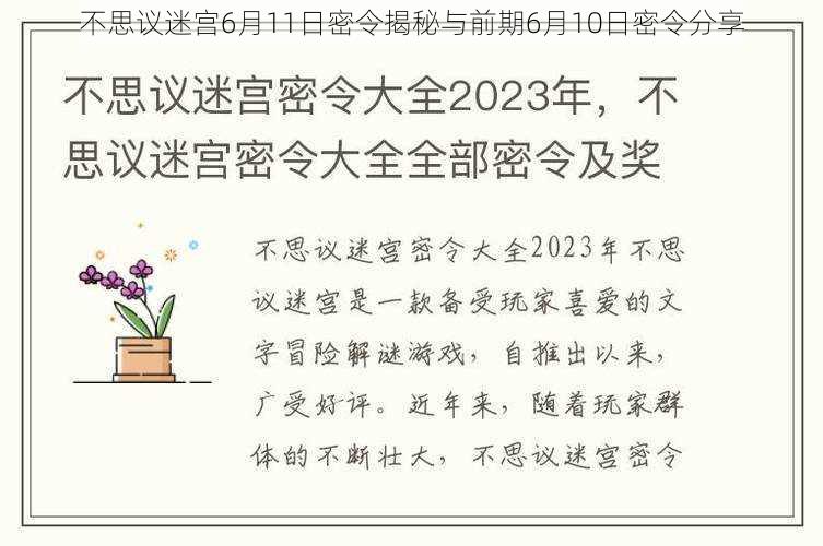 不思议迷宫6月11日密令揭秘与前期6月10日密令分享