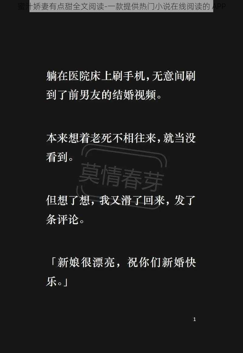 蜜汁娇妻有点甜全文阅读-一款提供热门小说在线阅读的 APP