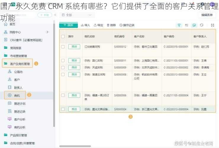 国产永久免费 CRM 系统有哪些？它们提供了全面的客户关系管理功能