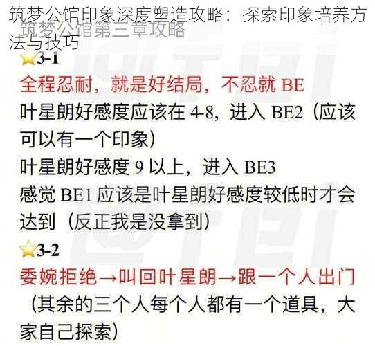 筑梦公馆印象深度塑造攻略：探索印象培养方法与技巧