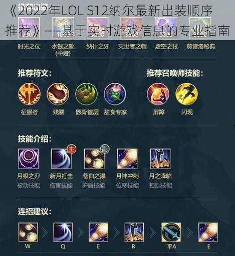 《2022年LOL S12纳尔最新出装顺序推荐》——基于实时游戏信息的专业指南