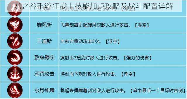 龙之谷手游狂战士技能加点攻略及战斗配置详解