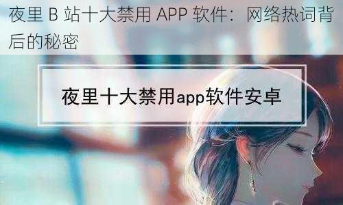 夜里 B 站十大禁用 APP 软件：网络热词背后的秘密