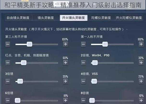 和平精英新手攻略：精准推荐入门级射击选择指南