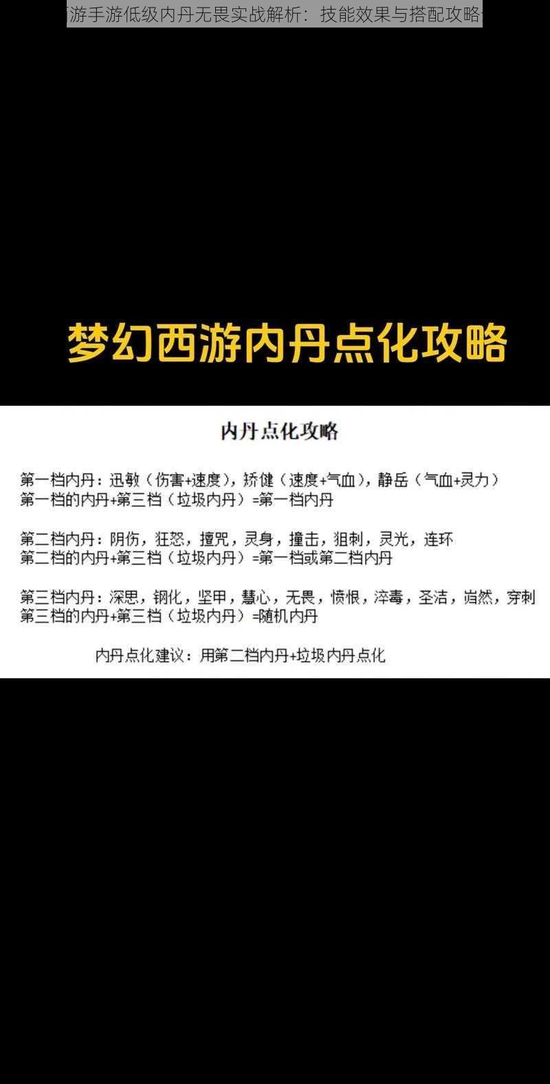 梦幻西游手游低级内丹无畏实战解析：技能效果与搭配攻略全解析