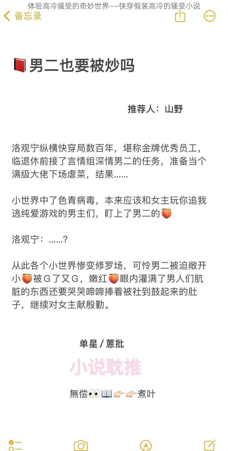 体验高冷骚受的奇妙世界——快穿假装高冷的骚受小说