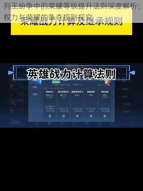 列王纷争中的荣耀等级提升法则深度解析：权力与荣耀的争夺规则探究