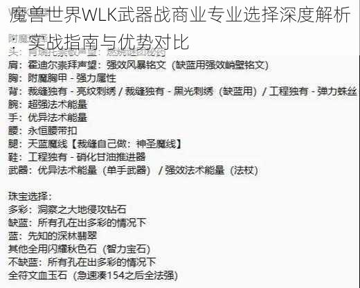 魔兽世界WLK武器战商业专业选择深度解析：实战指南与优势对比