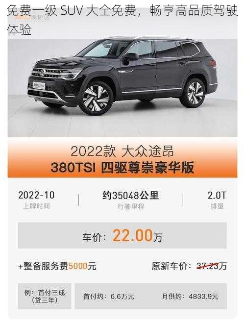 免费一级 SUV 大全免费，畅享高品质驾驶体验