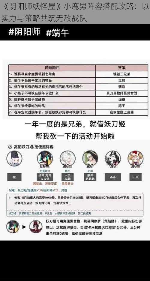 《阴阳师妖怪屋》小鹿男阵容搭配攻略：以实力与策略共筑无敌战队