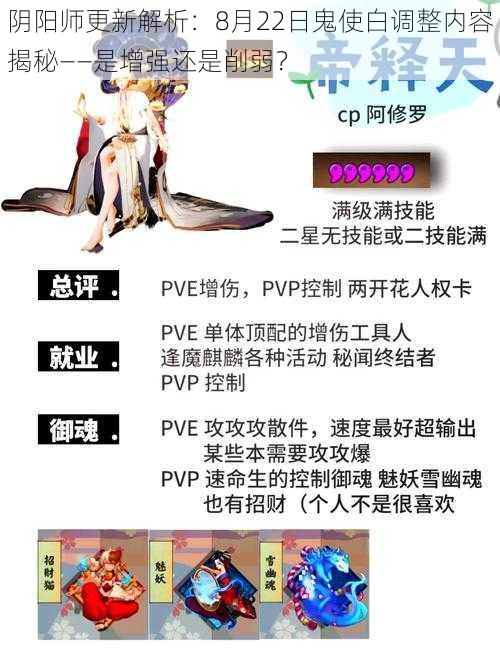 阴阳师更新解析：8月22日鬼使白调整内容揭秘——是增强还是削弱？