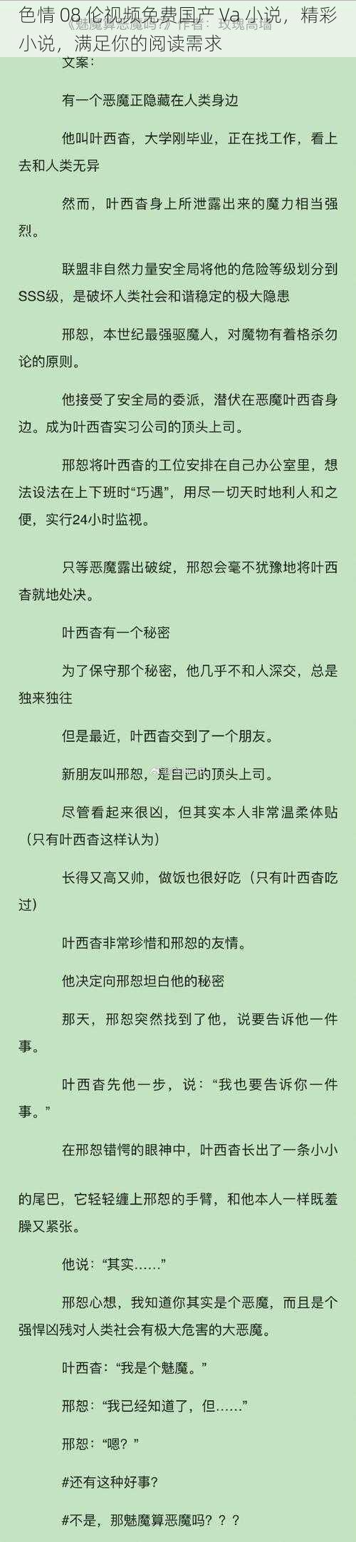 色情 08 伦视频免费国产 Va 小说，精彩小说，满足你的阅读需求