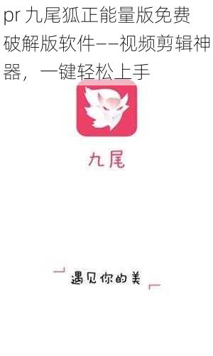 pr 九尾狐正能量版免费破解版软件——视频剪辑神器，一键轻松上手