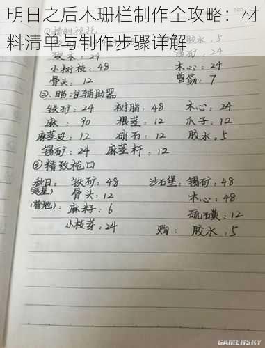 明日之后木珊栏制作全攻略：材料清单与制作步骤详解