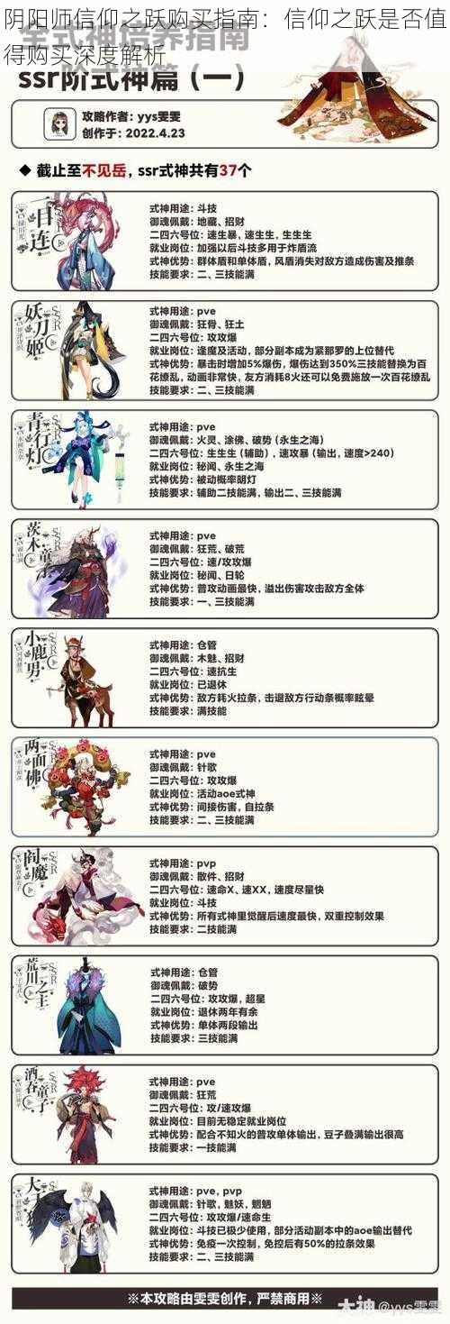 阴阳师信仰之跃购买指南：信仰之跃是否值得购买深度解析