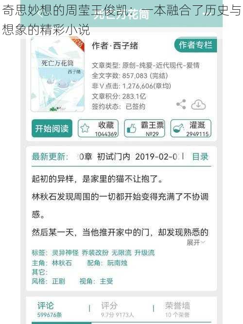 奇思妙想的周莹王俊凯：一本融合了历史与想象的精彩小说