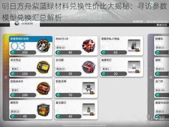 明日方舟紫蓝绿材料兑换性价比大揭秘：寻访参数模型兑换汇总解析