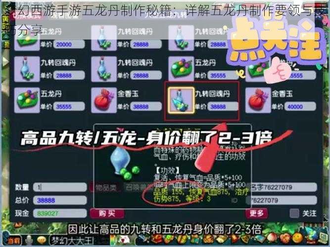梦幻西游手游五龙丹制作秘籍：详解五龙丹制作要领与技巧分享
