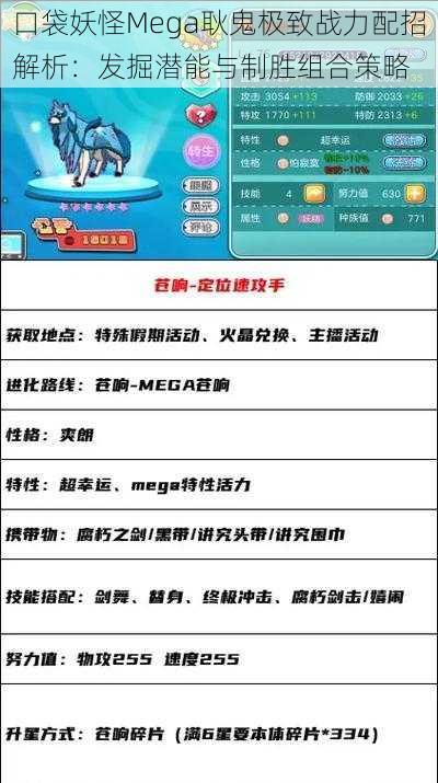 口袋妖怪Mega耿鬼极致战力配招解析：发掘潜能与制胜组合策略