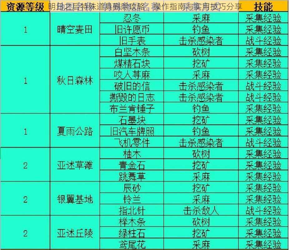 明日之后特殊道具删除攻略：操作指南与实用技巧分享