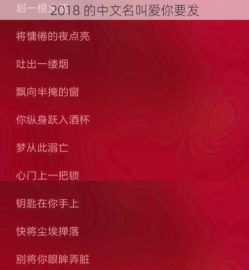 2018 的中文名叫爱你要发