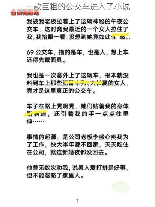 一款巨粗的公交车进入了小说