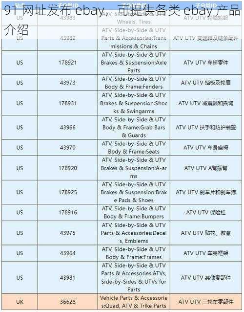 91 网址发布 ebay，可提供各类 ebay 产品介绍