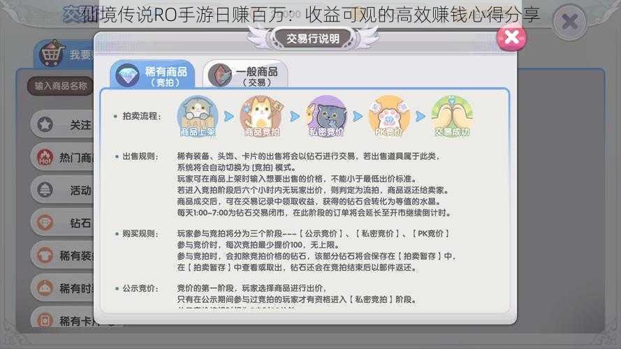 仙境传说RO手游日赚百万：收益可观的高效赚钱心得分享