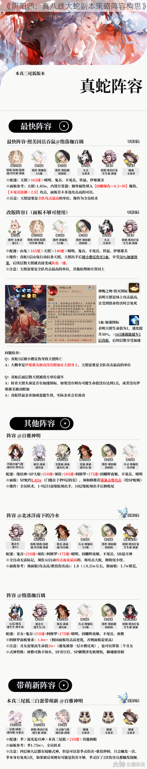 《阴阳师：真八歧大蛇副本策略阵容构思》