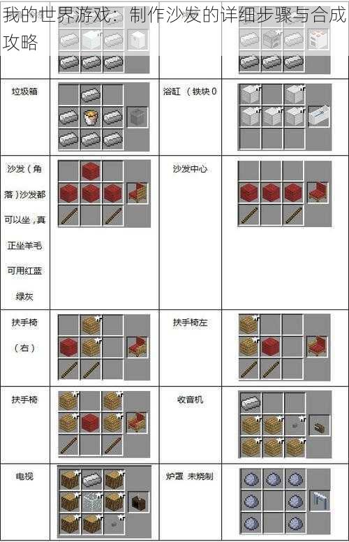 我的世界游戏：制作沙发的详细步骤与合成攻略