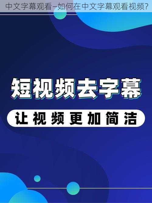 中文字幕观看—如何在中文字幕观看视频？